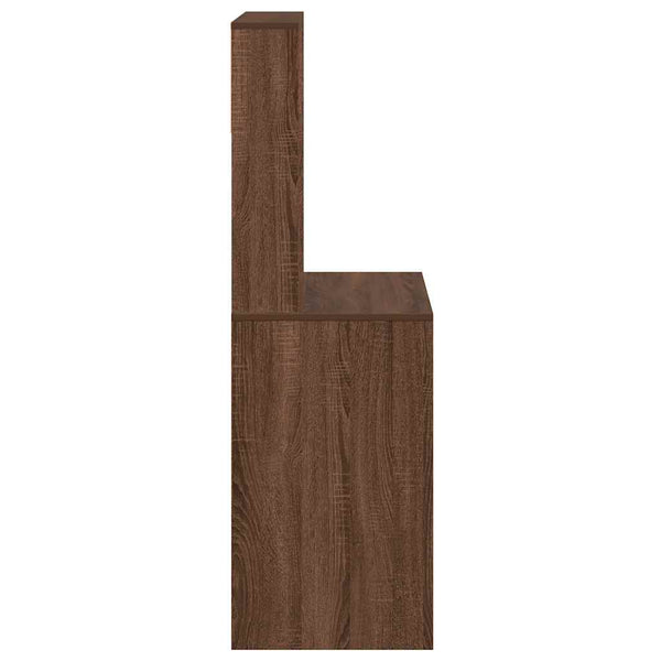 Braune Eiche Schreibtisch mit Regalen Otilio 100x45x140cm (Holz)