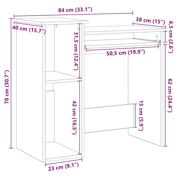Schwarzer Schreibtisch mit Regal Pazara 84x40x78cm (Spanplatte)