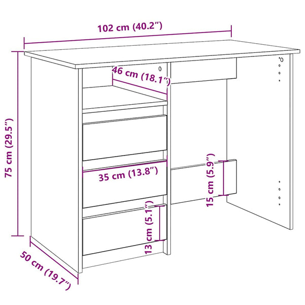 Alter Holzschreibtisch Gogan 102x50x75cm (aus Holz)