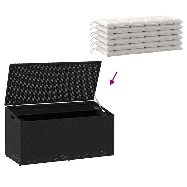 Gartenaufbewahrungsbox Pahuca, schwarz, 110x50x58cm (Polyrattan)