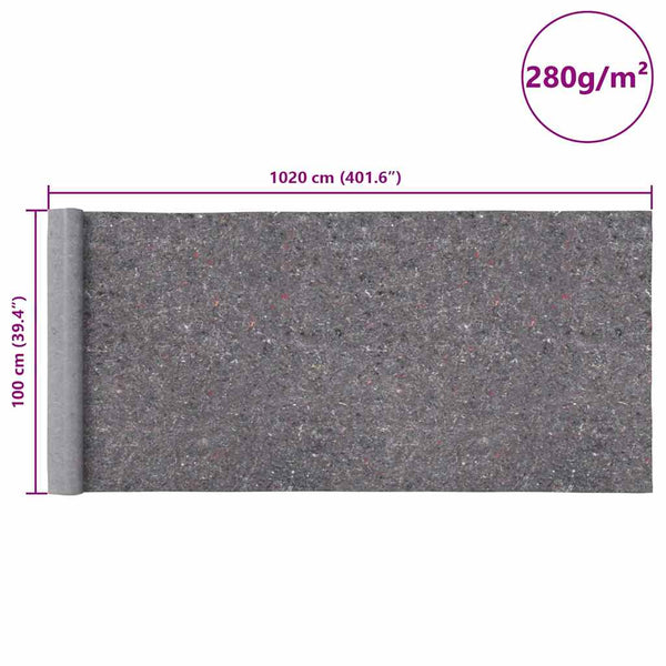 Harmaa liukumaton maalarin fleece Agna 1020cm (280 g/m²)