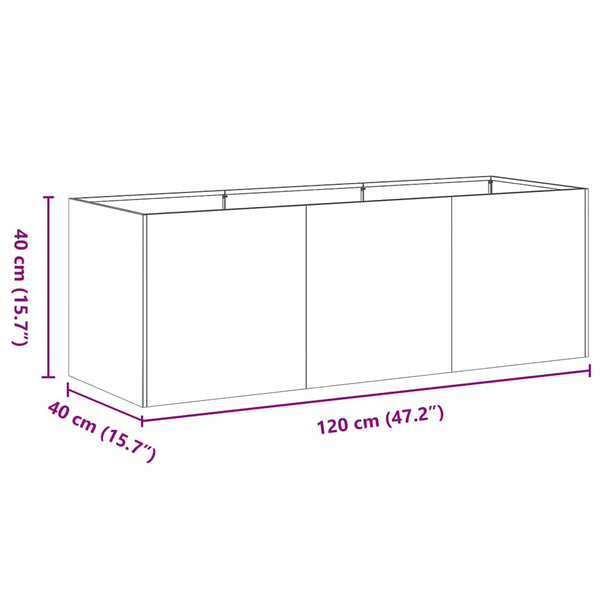 Schwarzer Blumenkasten Mendu 120x40x40cm (kaltgewalzter Stahl)