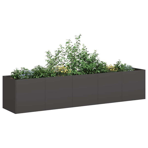 Schwarzer Blumenkasten Mendu 200x40x40cm (kaltgewalzter Stahl)