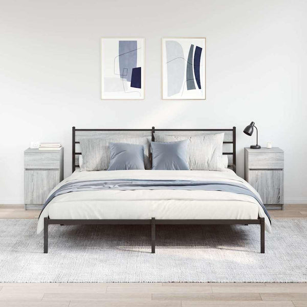 Harmaa yöpöydät Hriton 39x35x65cm (2 kpl sonoma puinen)