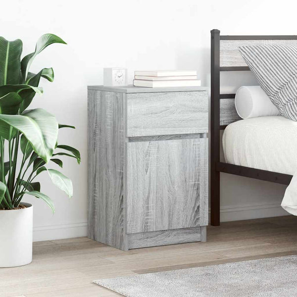 Harmaa yöpöydät Hriton 39x35x65cm (2 kpl sonoma puinen)