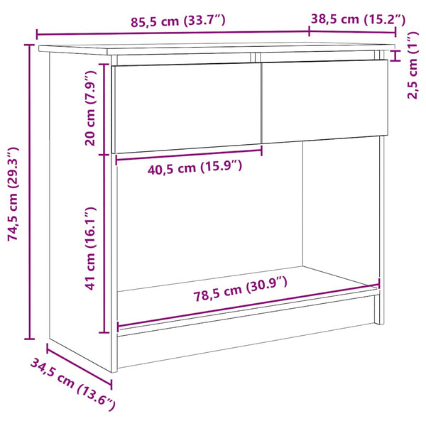 Schwarzer Konsolentisch mit Schubladen Leocardia 85,5x38,5x74,5cm
