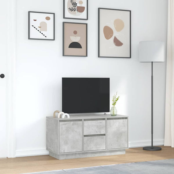 Betoninharmaa tv-taso led-valoilla Kiersten 100x41x50cm