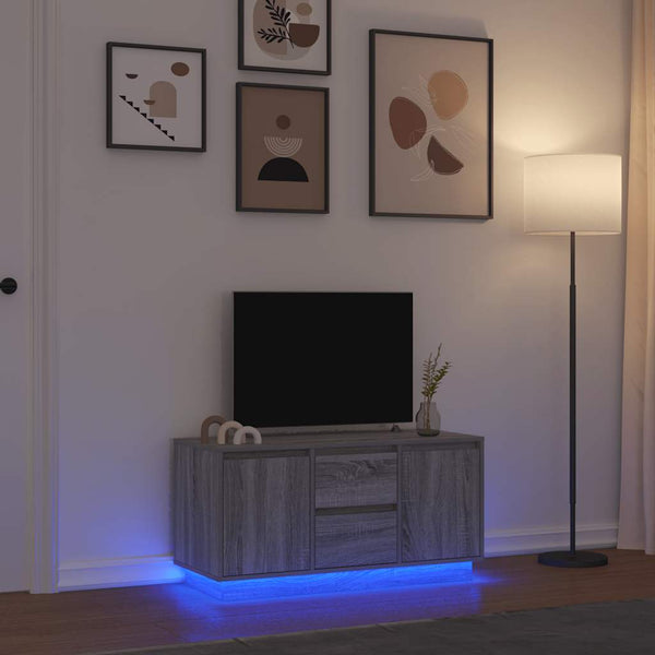 Graues TV-Möbel mit LED-Beleuchtung Kiersten 100x41x50cm (Sonoma)