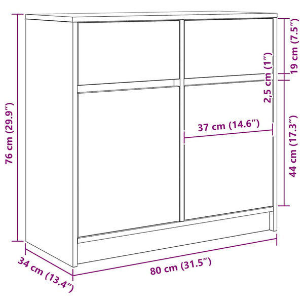 Graues Sideboard mit Schublade Minache 80x34x76cm (Holz)