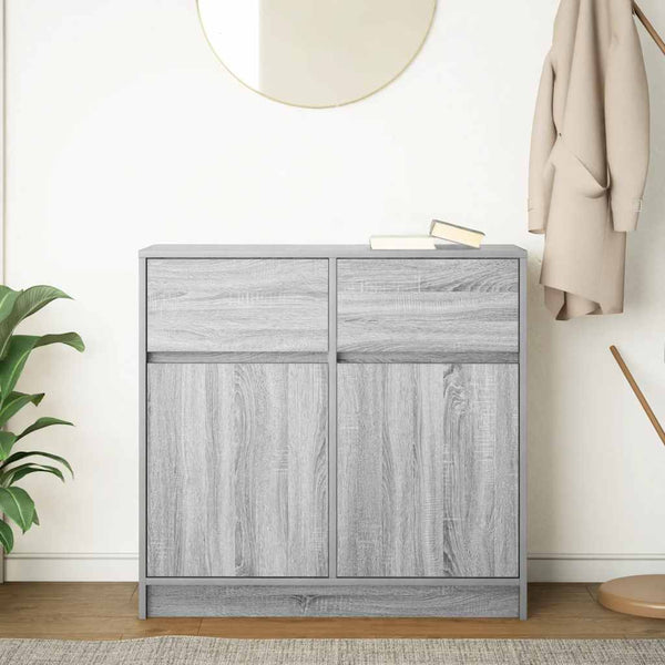 Graues Sideboard mit Schublade Minache 80x34x76cm (Holz)