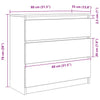 Weißes Sideboard Stanut 80x35x76cm (Holz)