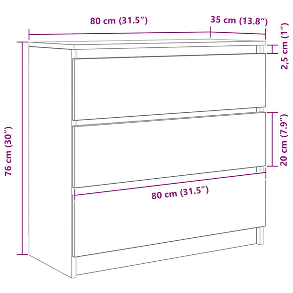 Weißes Sideboard Stanut 80x35x76cm (Holz)