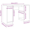 Grauer Schreibtisch Gustie 120x42x76cm (Holz)