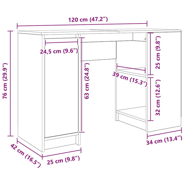 Alter Holzschreibtisch Gustie 120x42x76cm (Holz)