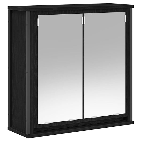 Waschtisch-Hängeschrank aus schwarzer Eiche mit Spiegel Lentica 60x21x60cm