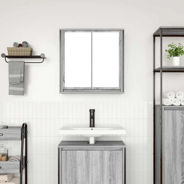 Spiegelgrauer Bad-Wandschrank Rodolfo 60x21x60cm (Sonoma)