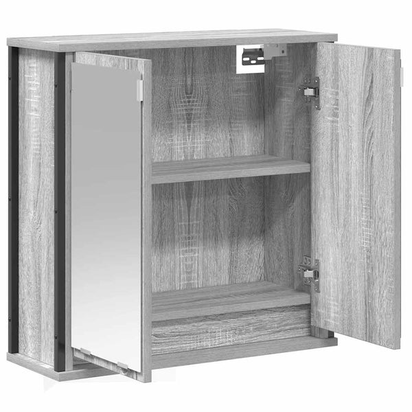 Spiegelgrauer Bad-Wandschrank Rodolfo 60x21x60cm (Sonoma)