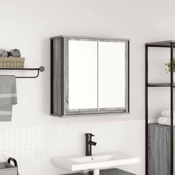 Spiegelgrauer Bad-Wandschrank Rodolfo 60x21x60cm (Sonoma)