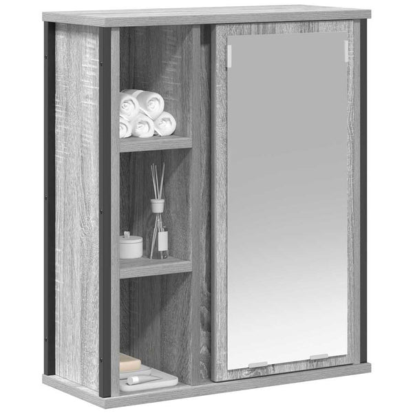 Spiegelgrauer Badezimmer-Wandschrank Monori 50x21x60cm (Sonoma)