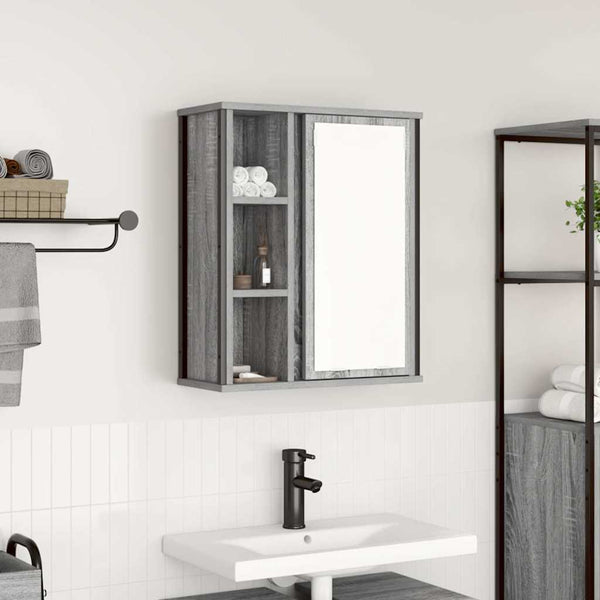 Spiegelgrauer Badezimmer-Wandschrank Monori 50x21x60cm (Sonoma)
