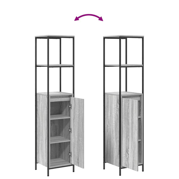 Grauer Sonoma-Badezimmerschrank mit Regalen Tessie 36x35x165cm