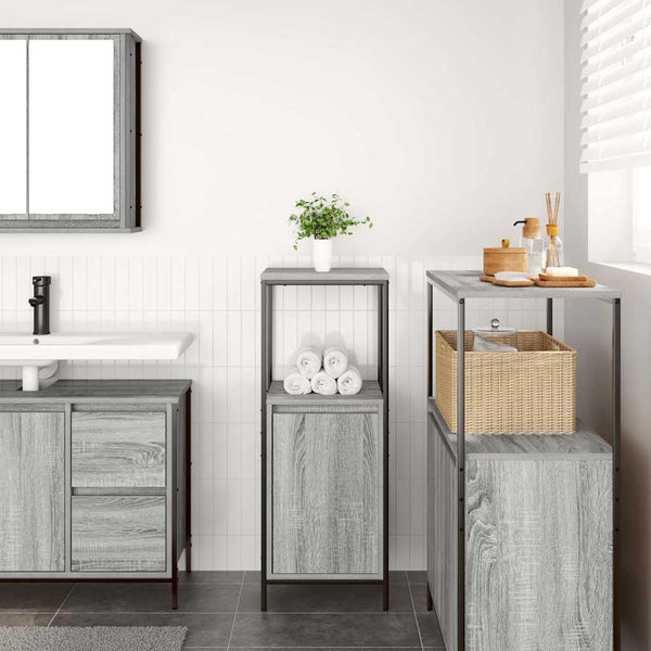 Grauer Sonoma-Badschrank mit Regalen Sarahi 36x35x95cm