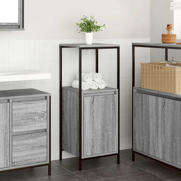 Grauer Sonoma-Badschrank mit Regalen Sarahi 36x35x95cm