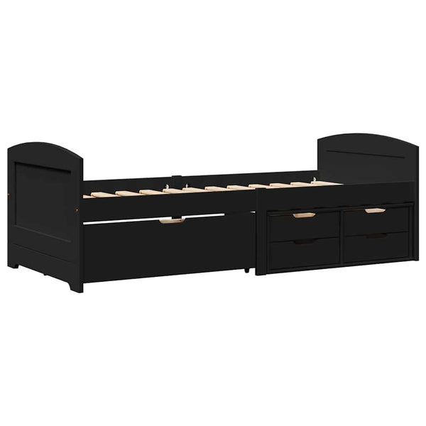 Schwarzes Schlafsofa Demes 90x200cm (mit 5 Schubladen, ohne Matratze irun)