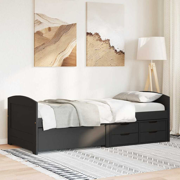 Schwarzes Schlafsofa Demes 90x200cm (mit 5 Schubladen, ohne Matratze irun)