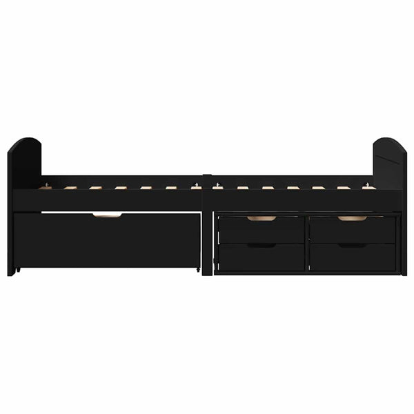Schwarzes Schlafsofa Demes 90x200cm (mit 5 Schubladen, ohne Matratze irun)