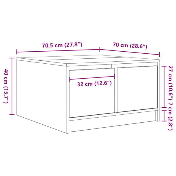 Grauer Couchtisch mit Schubladen Agrifin 70,5x70x40cm (Sonoma)