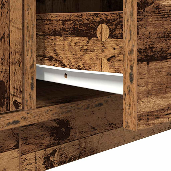 Vanha puu tv-taso led-valoilla Kiersten 160,5x41x50cm