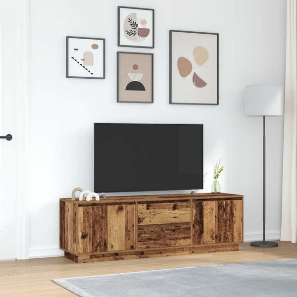 Vanha puu tv-taso led-valoilla Kiersten 160,5x41x50cm
