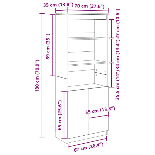 Räuchereiche Schrank Haden 70x35x180cm (Holz)