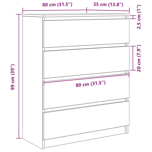Sideboard Savutammi Culaita 80x35x99cm (Holz)