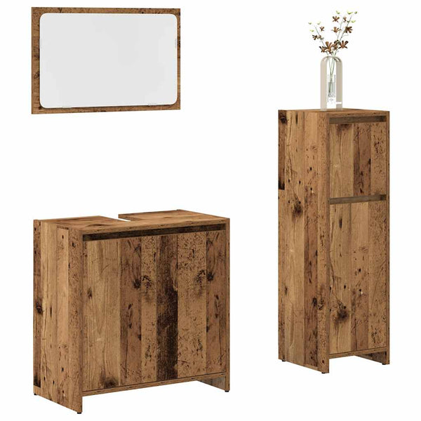 Badezimmermöbel-Set Precup (3-teilig, Altholz, Holz)