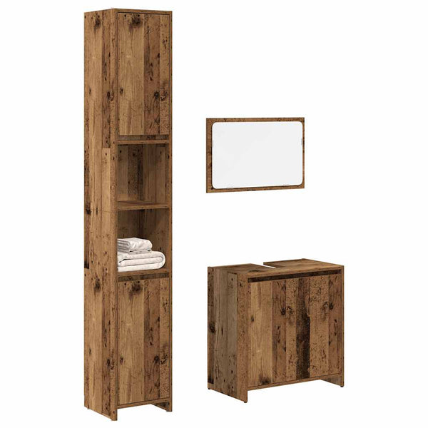 Badezimmermöbel-Set Cardina (3-teilig, Altholz, Holz)