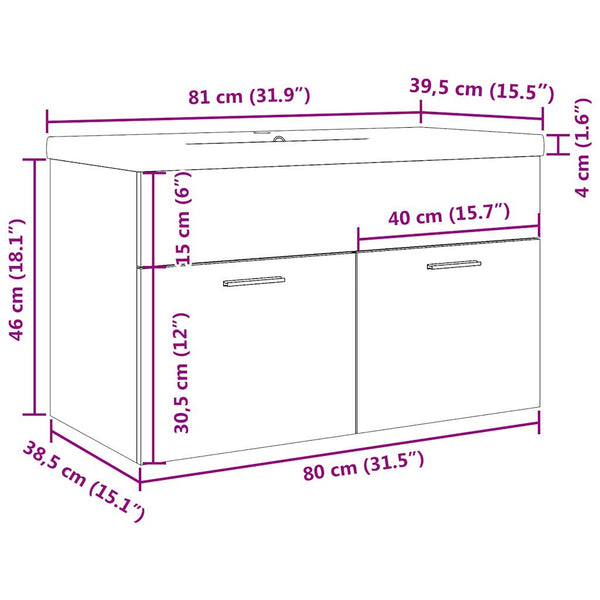 Badezimmermöbelset Miercurea (2-teilig, Eiche)