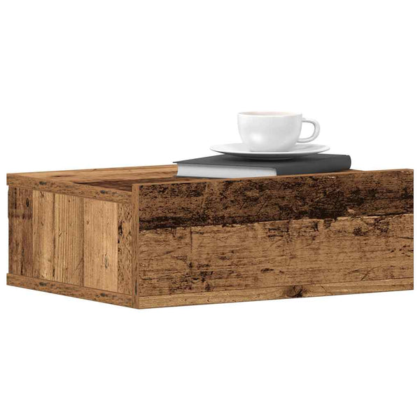 Nachttisch Saif aus Altholz, schwebend, 40x32x15cm (Holzwerkstoff)