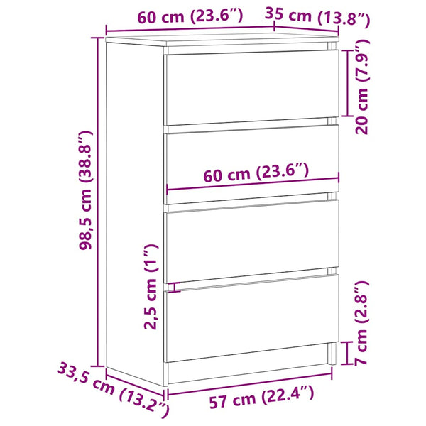 Alte Holzkommode Nance 60x35x98,5cm (Holzwerkstoff)
