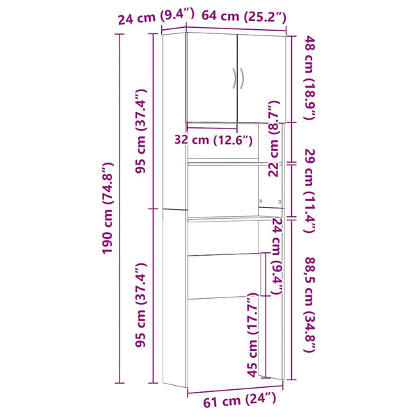 Musta pesukonekaappi Orfanul 64x24x190cm (puinen)