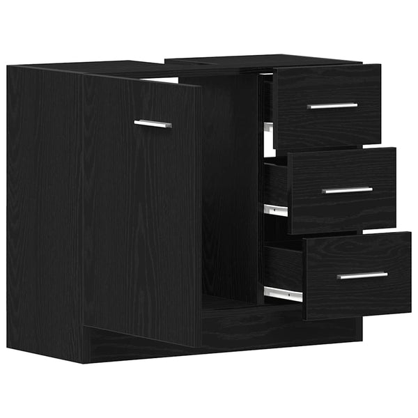 Waschtischunterschrank Arethya aus schwarzer Eiche, 63x30x54cm (Holz)