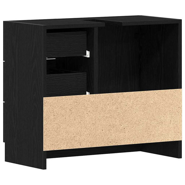 Waschtischunterschrank Arethya aus schwarzer Eiche, 63x30x54cm (Holz)