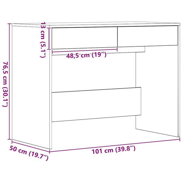 Schwarzer Eichenschreibtisch Claudius 101x50x76,5cm (Holz)