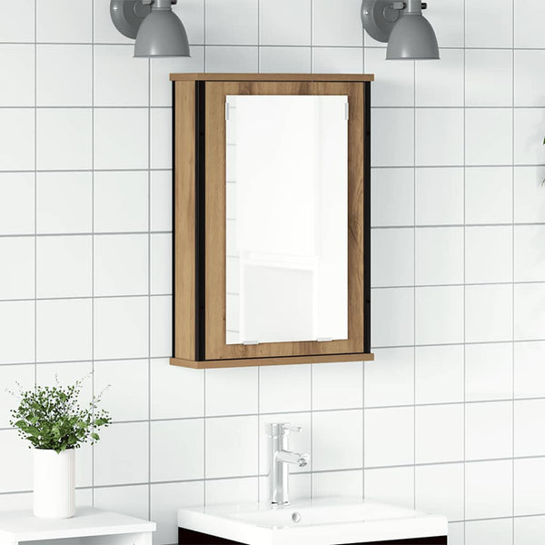 Handwerklicher Eichenholz-Spiegelschrank Bondrea 42x12x60cm