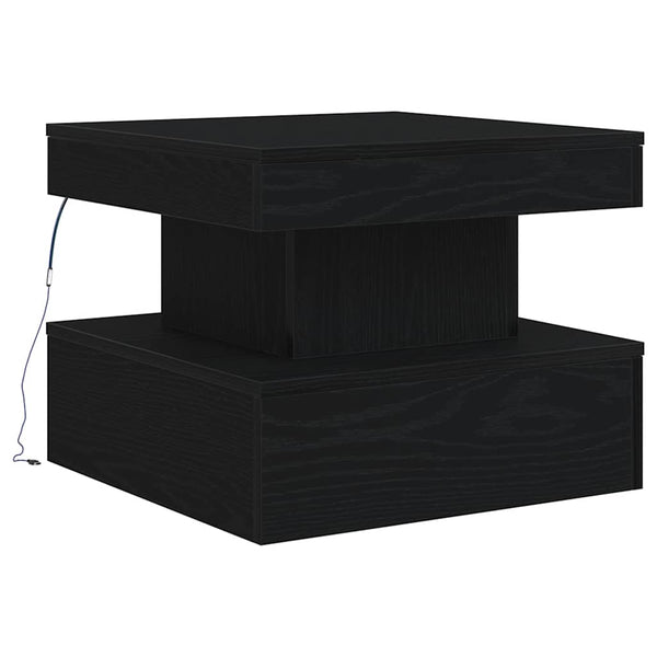 Couchtisch Claudie, schwarz, 50x50x40cm (LED Eiche)