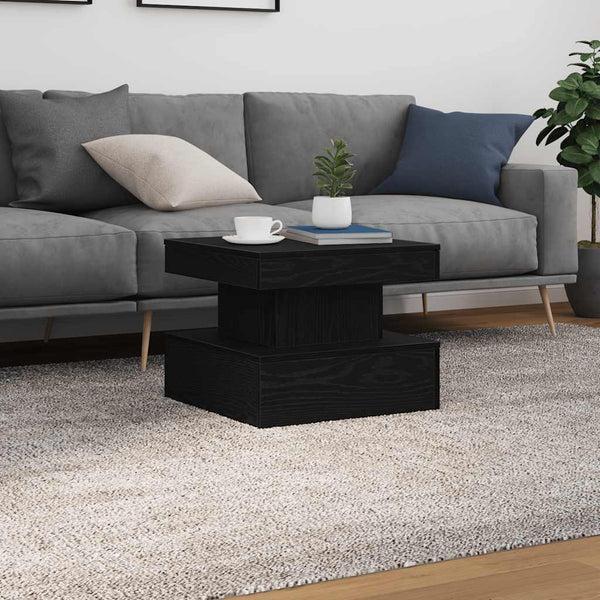 Couchtisch Claudie, schwarz, 50x50x40cm (LED Eiche)