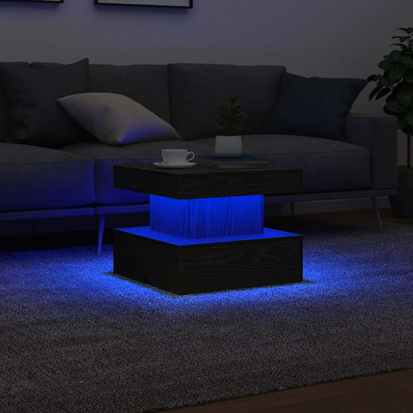 Couchtisch Claudie, schwarz, 50x50x40cm (LED Eiche)