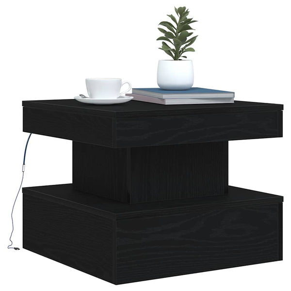 Couchtisch Claudie, schwarz, 50x50x40cm (LED Eiche)
