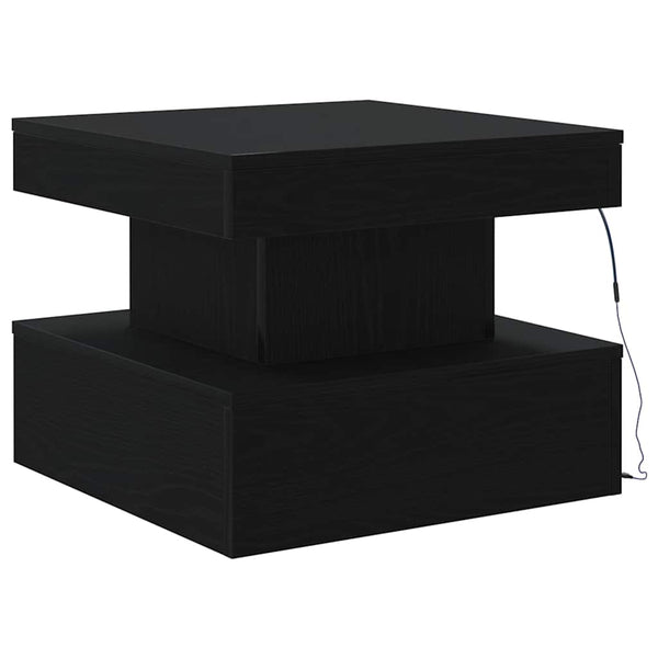 Couchtisch Claudie, schwarz, 50x50x40cm (LED Eiche)